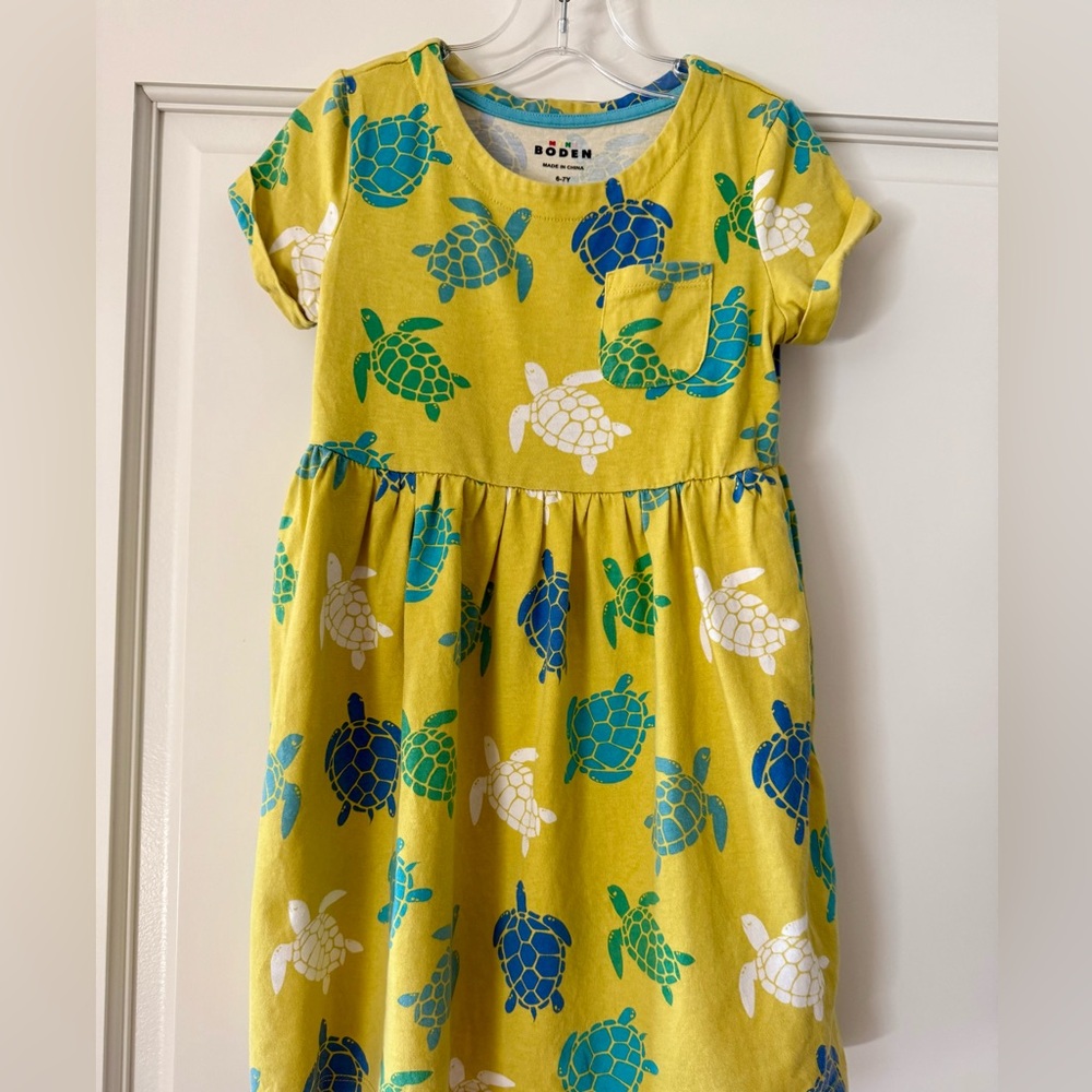 Mini Boden Turtle Print Kids Dress